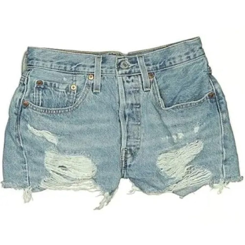 Levi's Light Blue Distressed Denim Cutoff Shorts